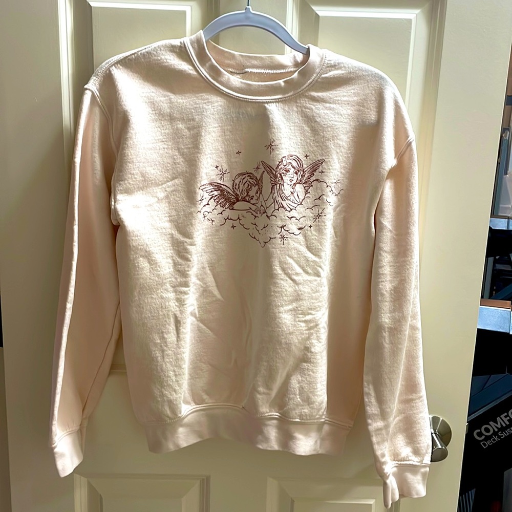 Pacsun crewneck angel hoodie. Blush/light pinky color. Size Small!!